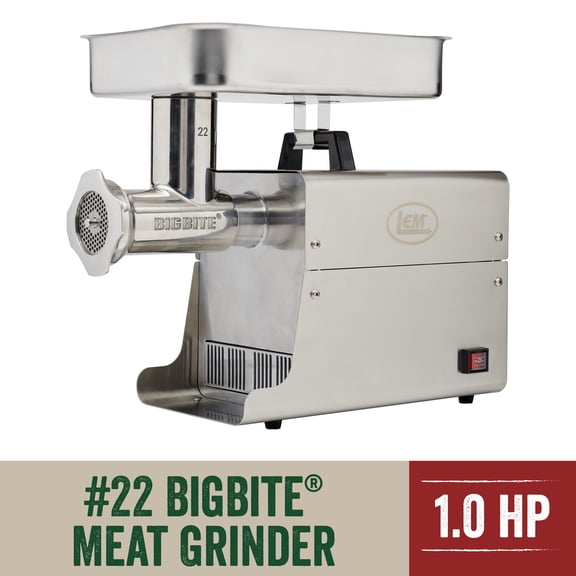 LEM Products BigBite #22 Electric Meat Grinder, 1.0 HP Stainless Steel Machine