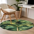 thumbnail image 5 of Watercolor Tropical Plant Round Area&nbsp;Rug 3.3ft Retro Green Palm Leaf Non-Slip&nbsp;Washable Circle Rugs Soft Felt Indoor Floor Mat for Bedroom Kitchen Living Room Bathroom, 5 of 9