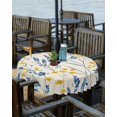 thumbnail image 2 of Fsddascl Blue Yellow Flowers Outdoor Tablecloth - 54 Inch Round Dining Table Cover, Botanical Blossom Motif Waterproof Outdoor Table Cloth with Umbrella Hole & Zipper for Picnic/Patio/Party, 2 of 7