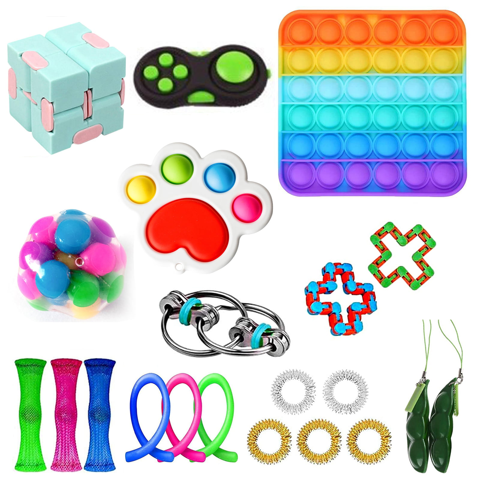 Anxiety Relief Items for ADHD Autism Special Needs Family and Friends YiFi-Tek 1PCS Pop Sensory Fidget Toy Bubble Fidget Toys 1pc-Rainbow Robot