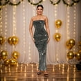 thumbnail image 2 of Figdaw Strapless Rhinestone Maxi Dress for Women,Formal Evening Gown with Back Slit,Slim Fit Long Dresses(Black,XL,C6962), 2 of 6