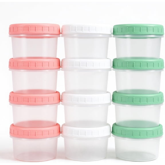 Food Storage Containers, 12 Pack 4 oz Freezer Storage Containers with Twist Top Lids, Leakproof, BPA Free, Microwave & Dishwasher Safe Takeout Container - Ideal for Soup and More