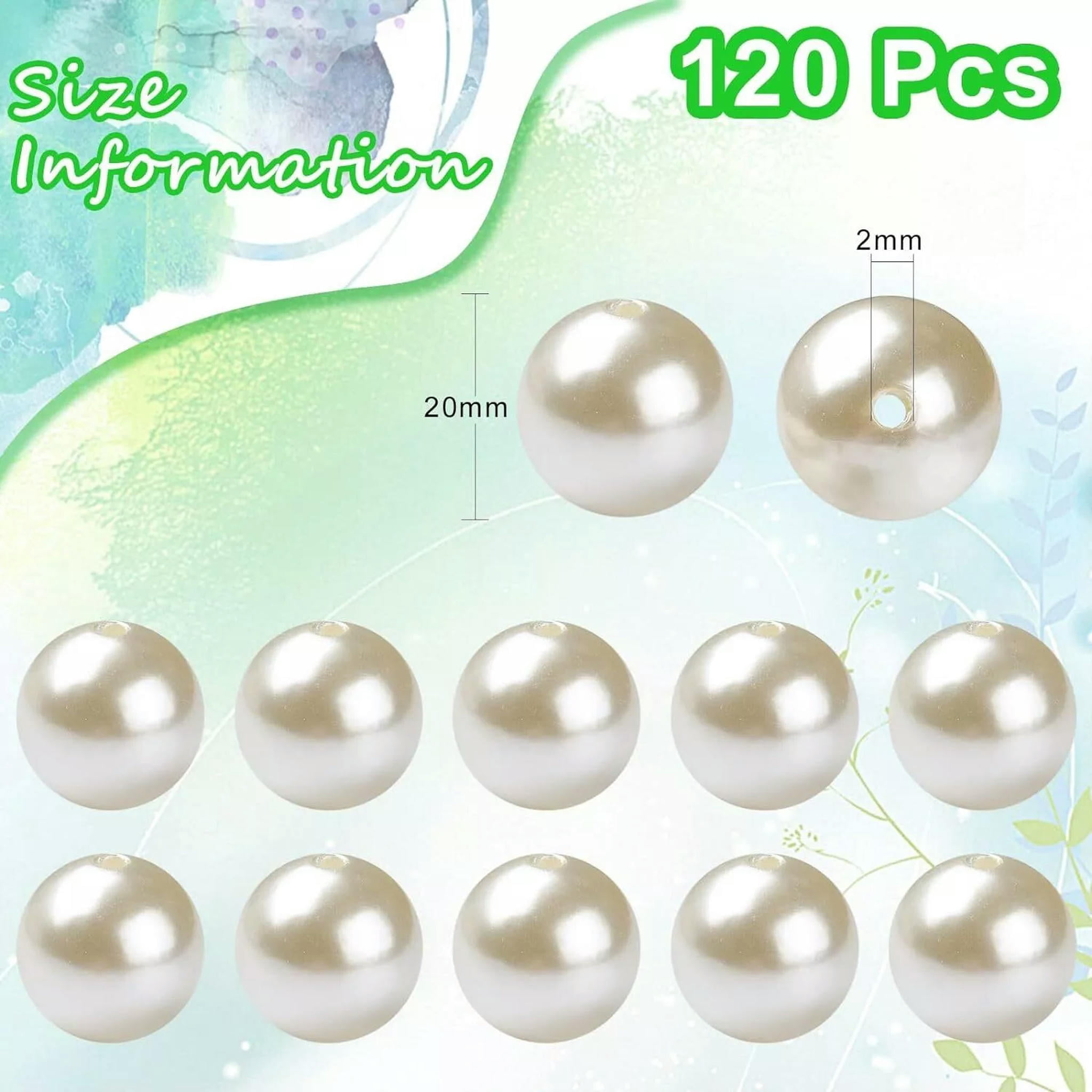 U8MO 35x Imitated Pearl Large Acrylic Beads Spacers for DIY Jewelry Making Supplies
