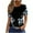 Black, variant on Trendy Casual Women Blouses Summer Tops Short Sleeve Stylish Botanical Leaf Motif T-Shirt | Breathable Everyday Summer Top