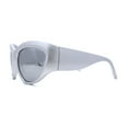 thumbnail image 3 of Exaggerated Oversized 90s Plastic Wrap Sport Plastic Sunglasses Silver Mirror, 3 of 4