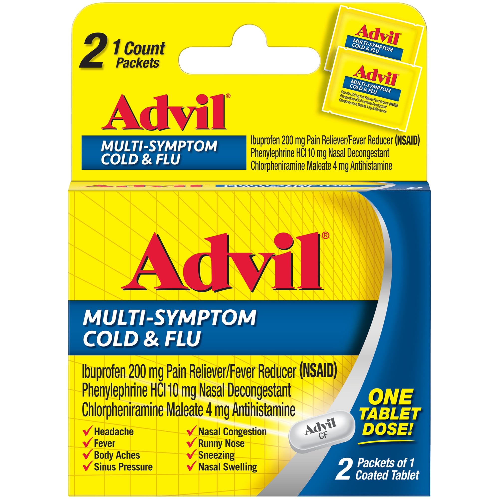Advil MultiSymptom Cold & Flu, Pain & Fever Reducer (2 Ct)