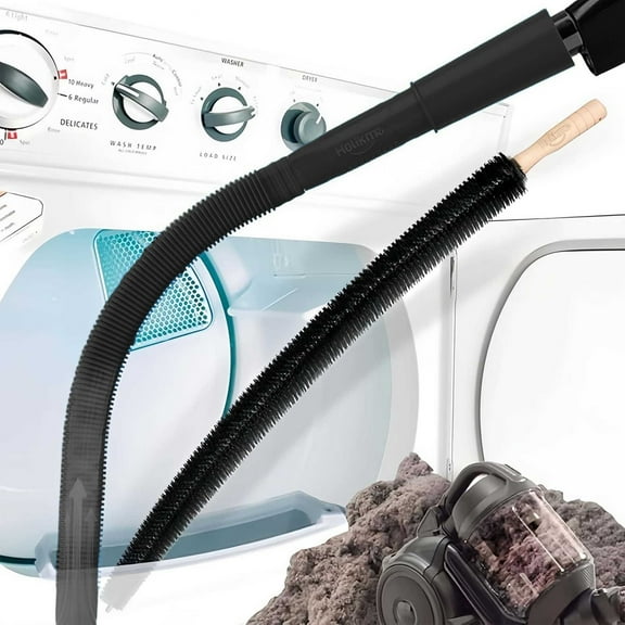 Dryer Vent Cleaner Kit Compatible with Most Vacuum Cleaner, Dryer Lint Brush and Vacuum Hose Attachment with Universal Connector, Quickly Lint Remover（Black）