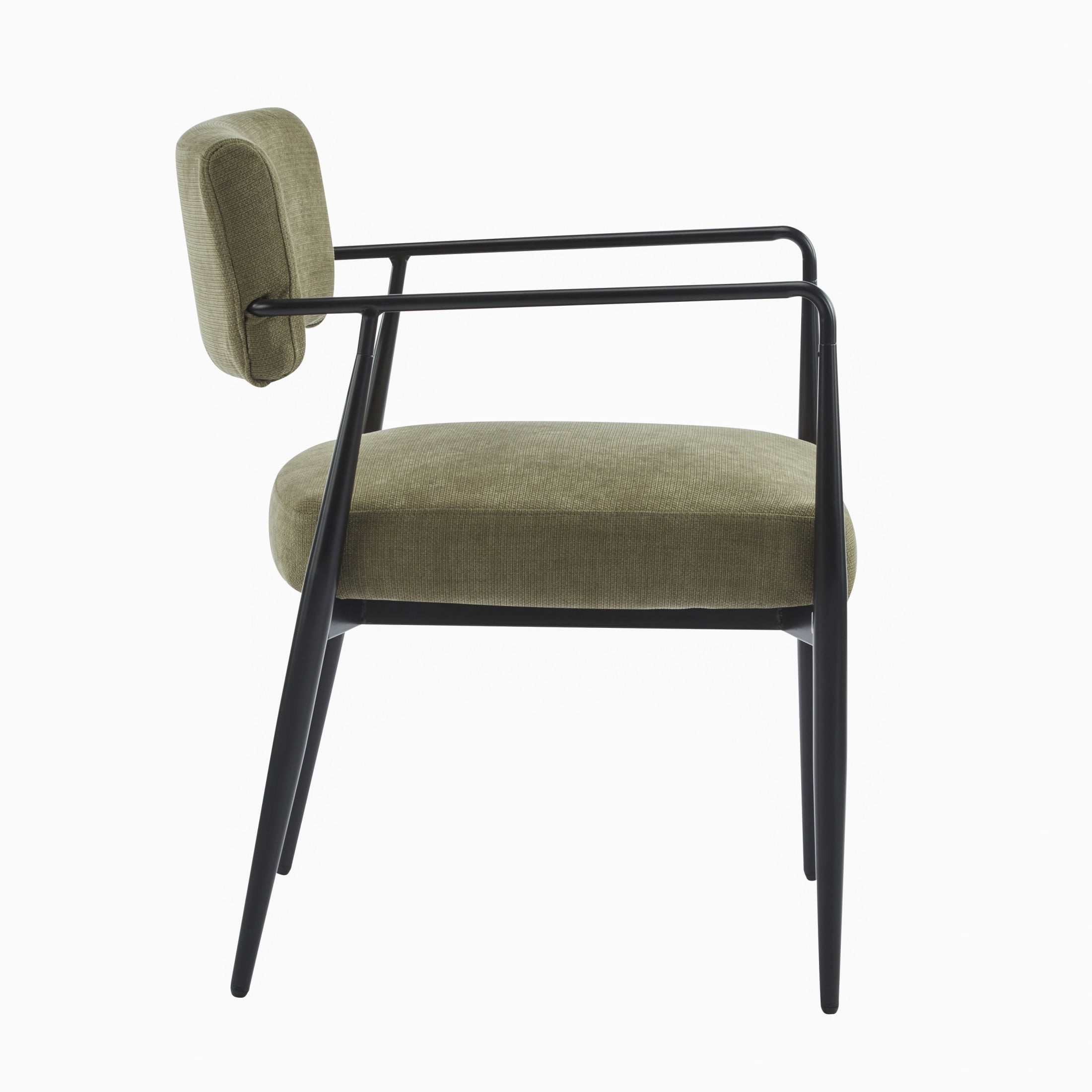 Christopher Knight Home Industrial Upholstered Armchair with Black Metal Frame, Olive Green, Set of 2