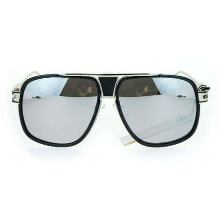 SA106 Luxury Mens Mobster Aviator Racer Designer Fashion Sunglasses Silver Black Mirror