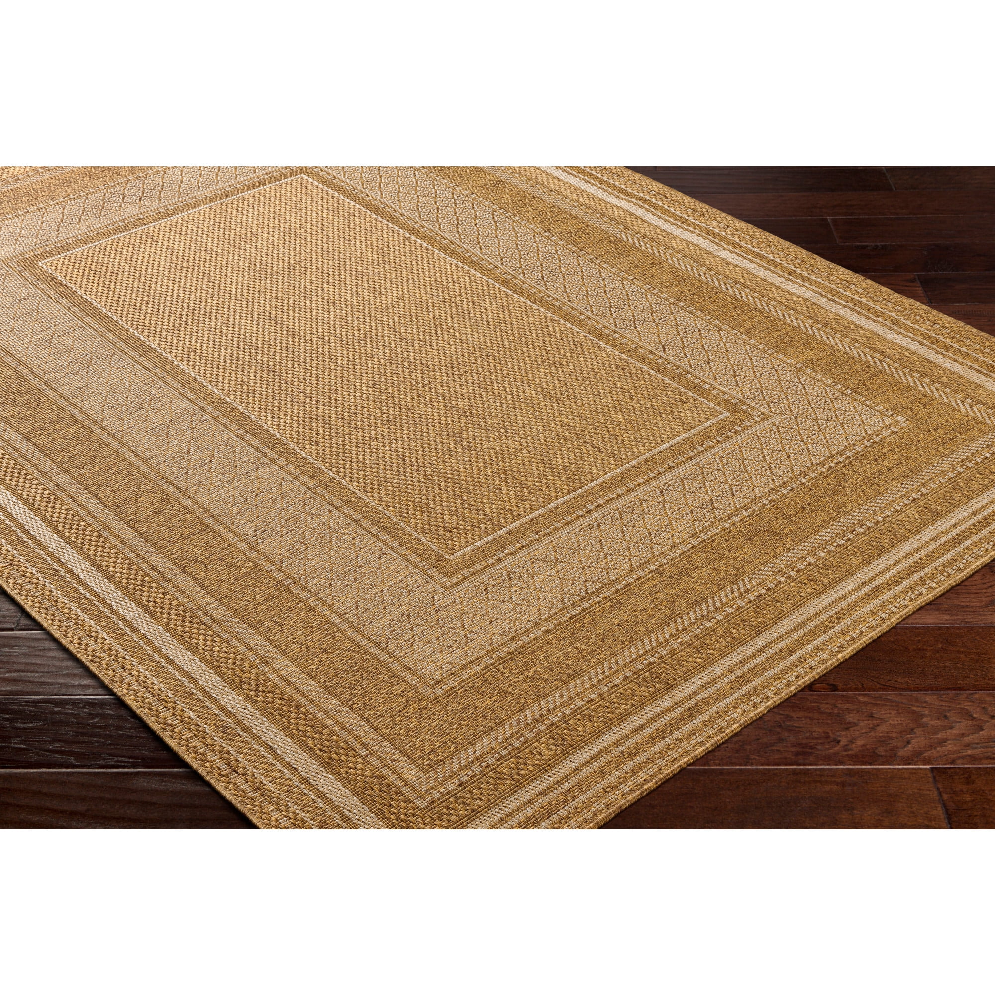 Livabliss Pismo Beach Border Outdoor/Indoor Area Rug, Beige ,9'2" x 12'