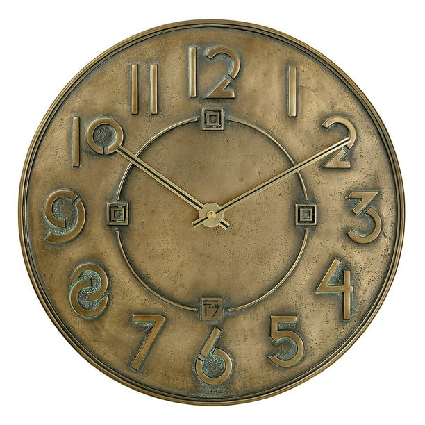 Bulova Clocks C3333 Frank Lloyd Wright Exhibition Antique Bronze 12
