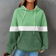 thumbnail image 2 of QQAMB Sweatshirts for Women Waffle Drawstring Color Block Long Sleeve Hoodies Sweatshirts with Pocket Green L, 2 of 6
