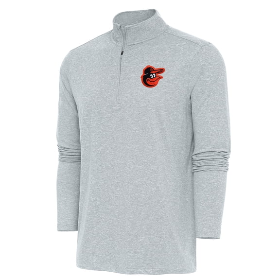 Men's Antigua  Heather Gray Baltimore Orioles Hunk Quarter-Zip Pullover Top