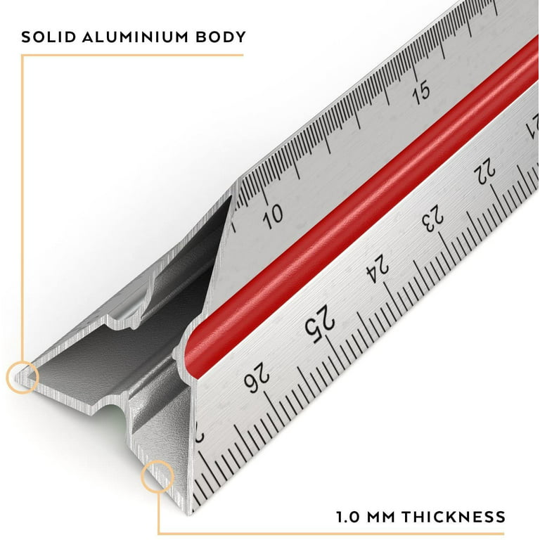 RORGETO 1PCS 30cm Aluminum Architect Scale Triangular Scale Ruler for  Blueprint Triangle Ruler Drafting Ruler Architect Ruler - AliExpress