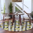 thumbnail image 4 of Summer Fruit Round Living Room Rugs 7 ft, Watercolor Yellow Lemon Rustic Flower Black White Plaid Washable Area Rug with Non-Slip Sturdy Edge Binding Round Carpet for Kitchen Office Bedroom, 4 of 9