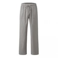 thumbnail image 4 of SDNall Mens Cotton Linen Drawstring Pants New Linen Pants Drawstring Elastic Solid Color Loose Casual Trousers Linen Pants Men (Gray,Sizes:S-5XL), 4 of 9
