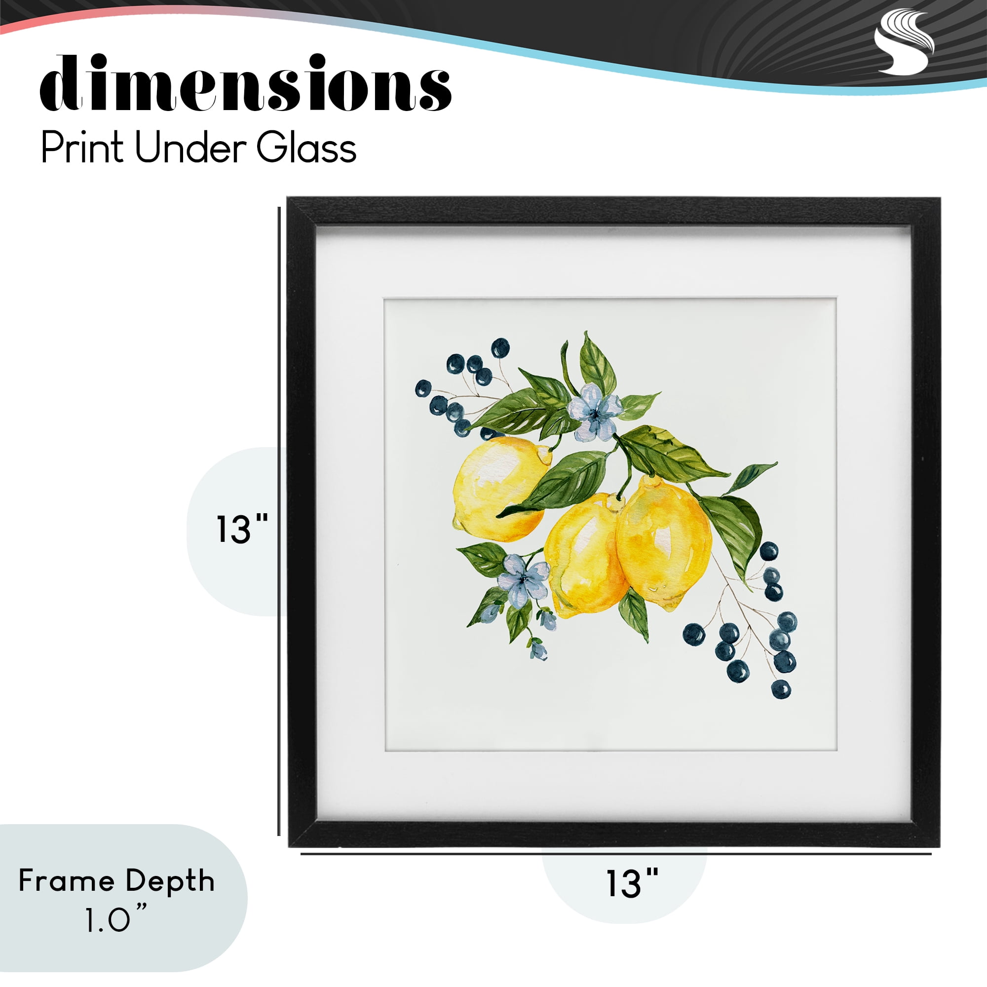 Stupell Industries Lemons with Blossoms & Berries Black Framed Print Under Glass, design by Livi Finn