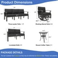 thumbnail image 4 of ALAULM Aluminum Patio Furniture Set with 2 Swivel Chairs 7-seat Metal Outdoor Furniture Patio Sectional Sofas Patio Conversation Set w/5.1" Cushions for Patio, Backyard, Poolside-Black, 4 of 8