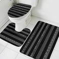 thumbnail image 3 of Black White Geometric Bath Mat 3 Piece Bathroom Rug Set, Modern Striped Plaid Abstract Art Non Slip Bath Rug Contour Mat and Toilet Lid Cover, Absorbent Shower Mats Soft Bath Rugs and Mats Sets, 3 of 8