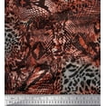 thumbnail image 1 of Soimoi Tissu Satin Modal Orange Imprimé Peau de Poisson & Léopard au Mètre 42 Pouces de Large, 1 of 3