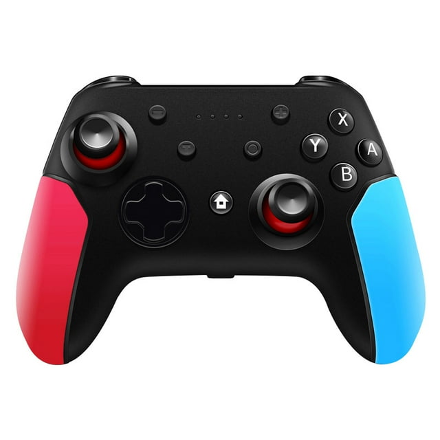 Manette Sans Fil Pro pour Switch/Switch Lite Télécommande Manette Pro Joystick avec Double Vibration, Axe Gyroscopique, Turbo Réglable et Prise en Charge des Mouvements Réveil (Rouge-Bleu)