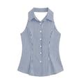 thumbnail image 6 of Noric Women's Sleeveless Striped Button Up Tank Tops Summer Casual Slim Fit Vintage Peplum Blouse, 6 of 6
