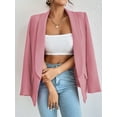 thumbnail image 3 of Women Casual Blazer Suit Open Front Shawl Collar Long Sleeve Fitted Jacket for Office Work Pink XS, 3 of 6