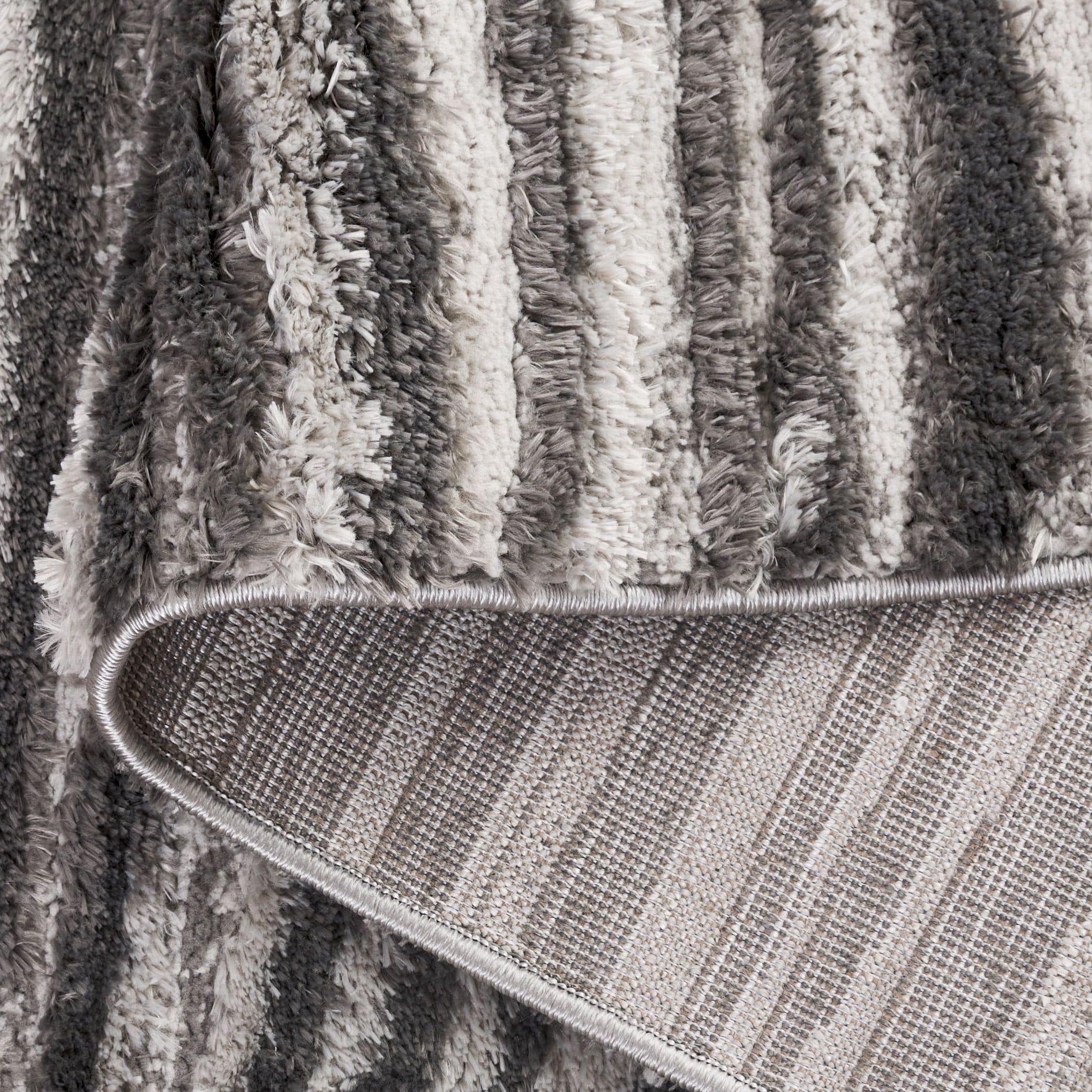 SAFAVIEH Seattle Pavel Abstract Shag Area Rug, Ivory/Grey, 6'7" x 6'7" Round