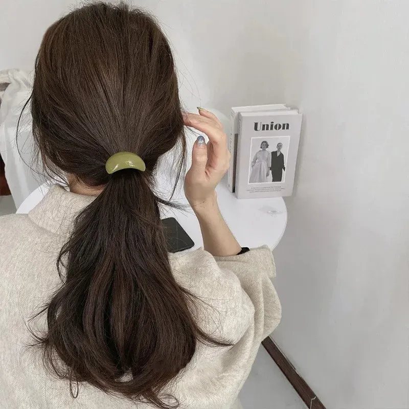 Simple Oval Acetic Korean Fashion Elastic Hair Bands For Women Girls Hair Accessories Headwear Ponytail Holder Scrunchie