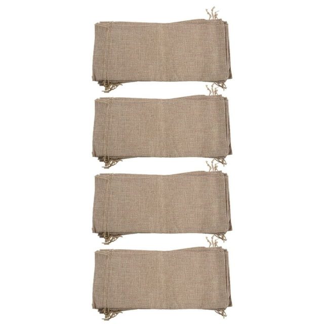 40Pcs Jute Wine Bags, 14 x 6 1/4 Inches Hessian Wine Bottle Gift Bags with Drawstring