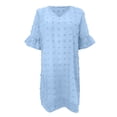 thumbnail image 3 of Tshirt Dress Women Summer Chiffon Short Sleeve V Neck Polka Dot Casual Mini Dresses T Shirt Dresses for Women, 3 of 6
