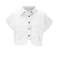 thumbnail image 4 of Short Sleeveless Jean Jacket Womens Cropped Button Denim Vests Lapel Collar Loose Denim Tops with Pockets White L, 4 of 6