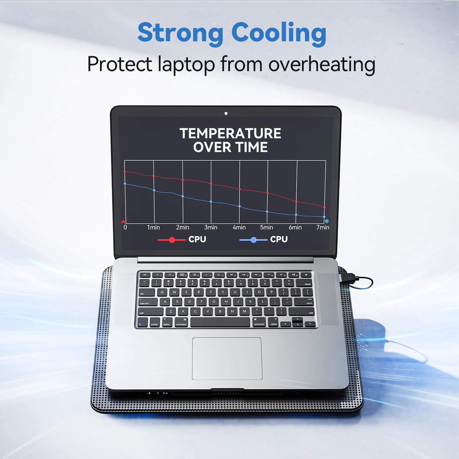 Laptop Pad  Portable Slim Quiet Usb Notebook Cooler Stand Chill Mat With 3 Blue Led Fans Fits 12-17 Inches (black)