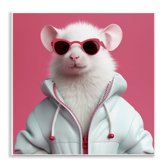 Stupell Industries Eclectic White Trendy Mouse Wall Plaque Art, 12 x 12, by Roozbeh