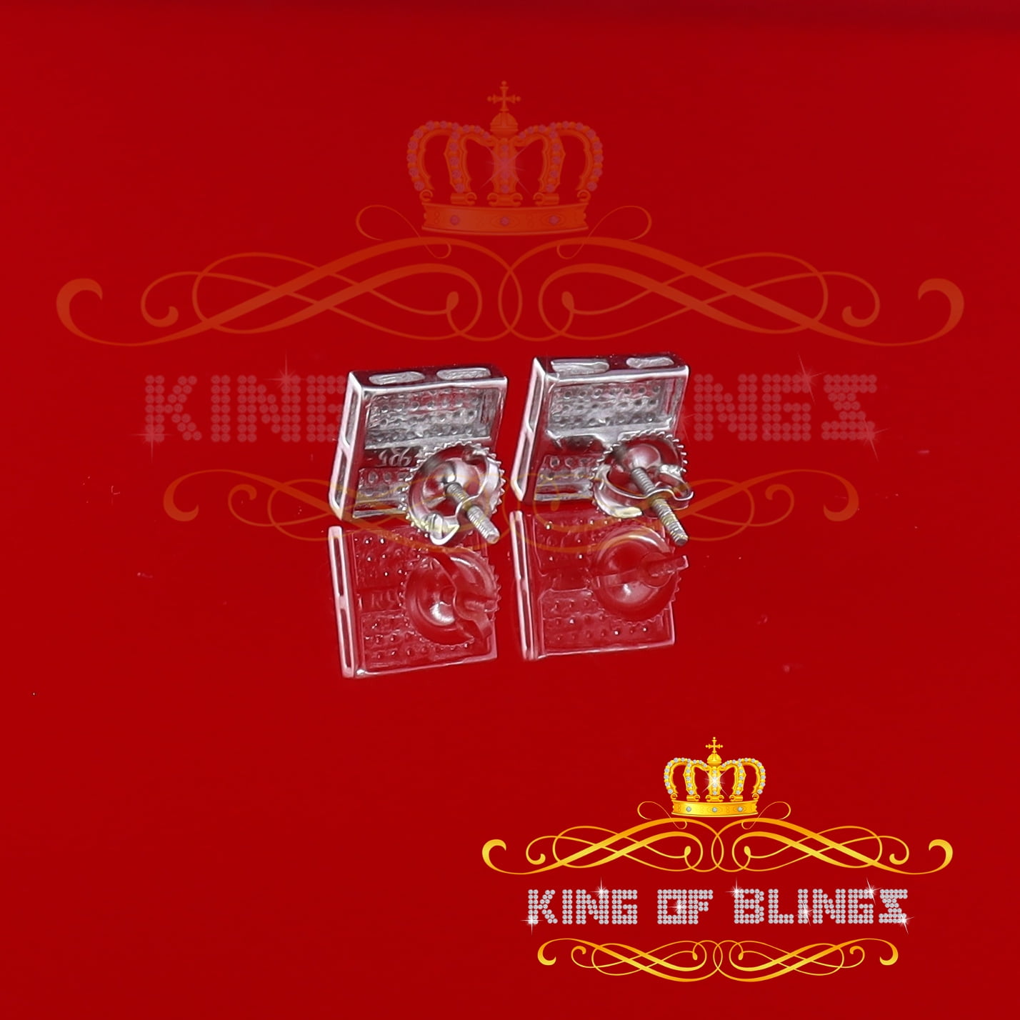 King of Bling's 925 Sterling Silver 0.33ct Diamond Real For Women's & Men's White Stud Earrings
