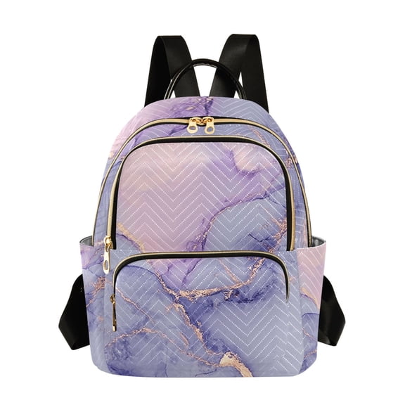 JIALIOU Mini Backpack Purse for Women Quilted Casual Daypack Small Travel Shoulder Bag, Lilac Marble