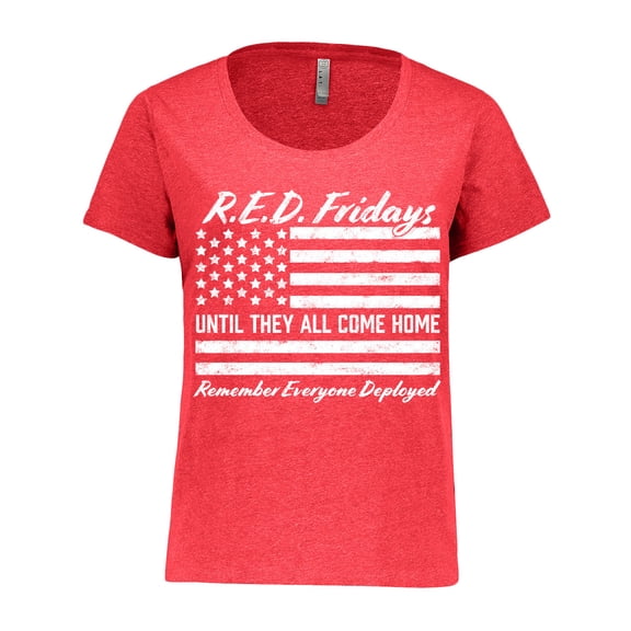 Inktastic R.e.d. Fridays Until They Come Home Remember Everyone Deployed Women's Plus Size T-Shirt