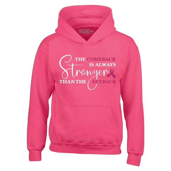 Shop4Ever Men's The Comeback is Always Stronger Than The Setback Hooded Sweatshirt Hoodie Medium Heliconia Pink