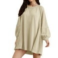 thumbnail image 1 of TopLLC Robe à Manches Longues Col Rond Hauteur Genou Mode Décontractée pour Femmes Chandail en Molleton Surdimensionné Robe à Manches Longues Col Rond Robes Patchwork pour Femmes Robe pour Femmes, 1 of 7
