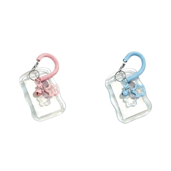Cute Photocard Holder Keychain Photo Card Holder Star Wave Photocard Keychain, Transparent Holder Creative Photocards Holder for Bus Student Card Photo Protector