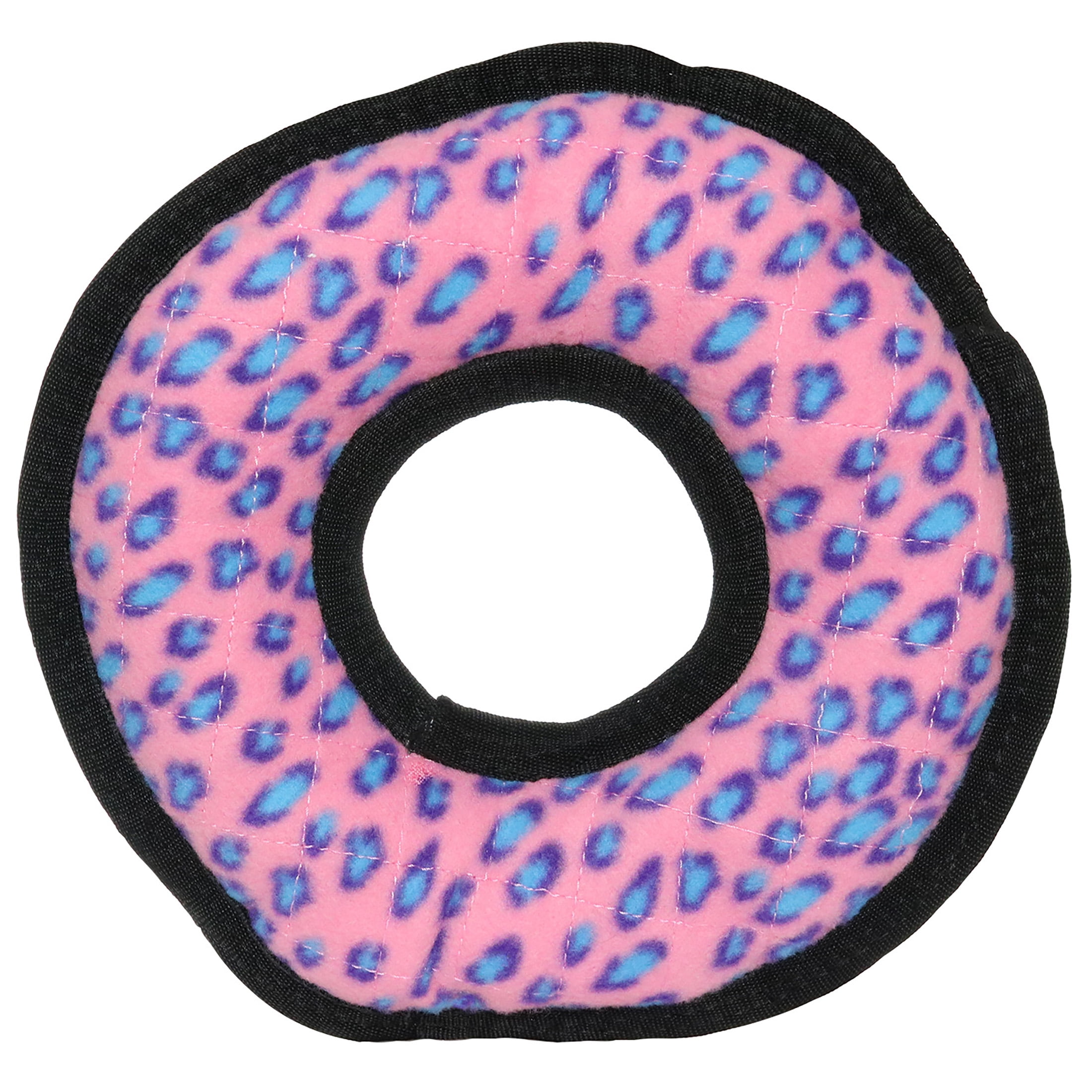 Tuffy Ultimate Ring Pink Leopard Durable Plush Squeaky Dog Toy