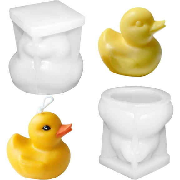 2pcs Duck Silicone Molds, 3D Duck-Shaped Candle & Chocolate Fondant Mold for Resin, Plaster, Aroma Resin, Clay Craft