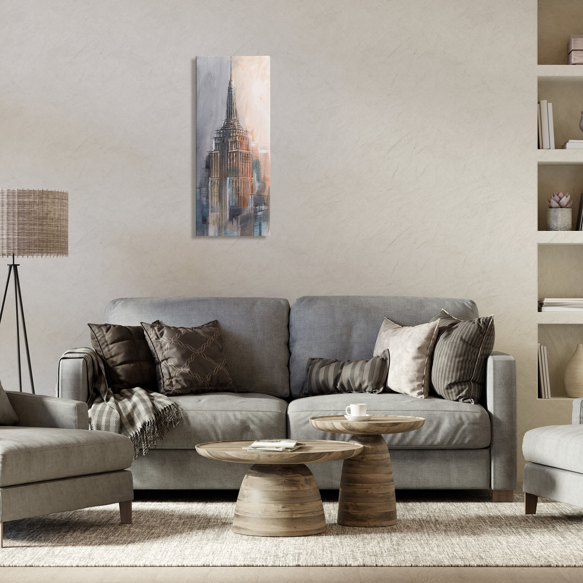 Stupell Industries Sketched City Building Scenic & Cityscapes Painting Wrapped Canvas Art Print Wall Art, 13 x 30