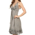 thumbnail image 3 of Sakkas Jia Stonewashed Embroidered Handkerchief Hem Halter Dress With Beads - Grey - 1X/2X, 3 of 4