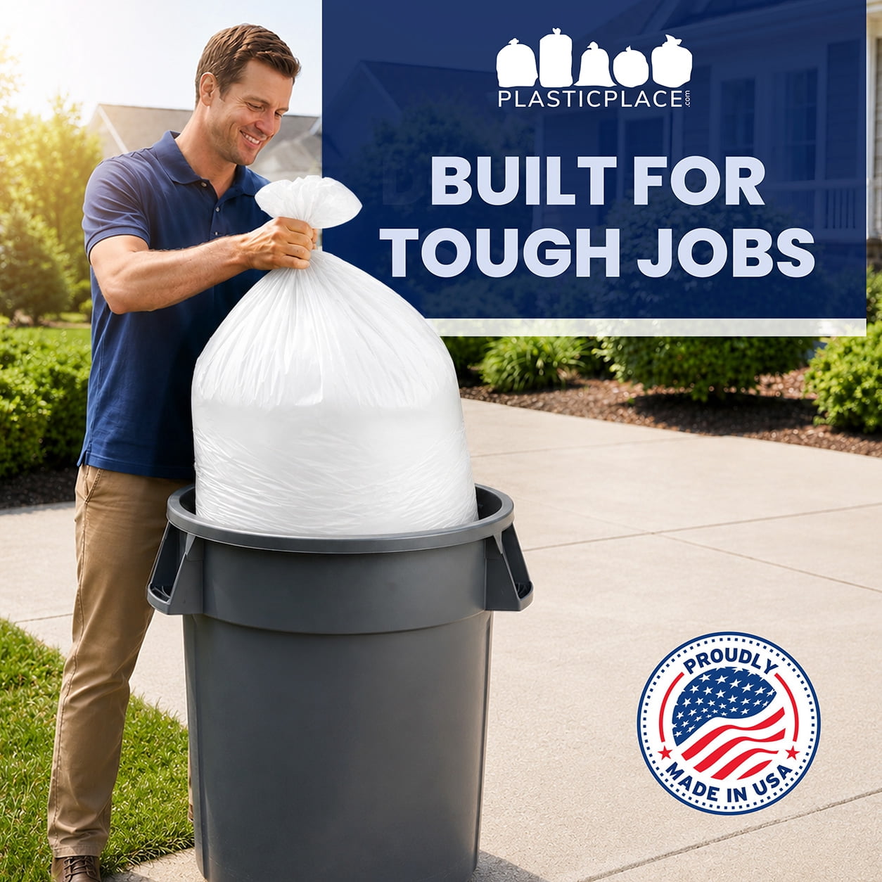 Plasticplace 55-60 Gallon Trash Bags │ 0.7 Mil │Garbage Can Liners │ 38” x 58” (100 Count)