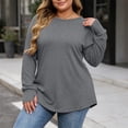 thumbnail image 5 of Horkkom Plus Size Tops Long Sleeve Pullover Crew Neck T Shirts for Women Casual Soft Tops Thumb Holes XXL, 5 of 5