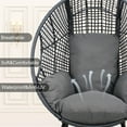 thumbnail image 5 of TQKVIPI Oversized Wicker Egg Chair Outdoor Indoor,Patio Lounge Chair with Thicken Cushions & Durable Steel Frame, Egg Basket Chair 500lbs Capacity for Garden, Backyard, Porch,Bedroom (Grey-Plaid), 5 of 7