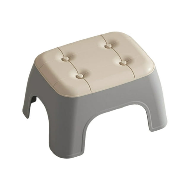 Foot Stools for Living Room Plastic Small Square Stool 32x25.5cm Purple, Thickened Stackable Design for Bathroom and Kindergarten, Padded Foot Stool with Non-Slip Base, Sturdy and Versatile