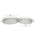 thumbnail image 3 of DecMode 16", 14"W Silver Stainless Steel Mirrored Tray with Circle Patterned Sides, 2-Pieces, 3 of 7