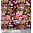 thumbnail image 1 of Soimoi Crepe Silk Fabric Leaves & Peony Floral Fabric Prints By Yard 42 Inch Wide, 1 of 3